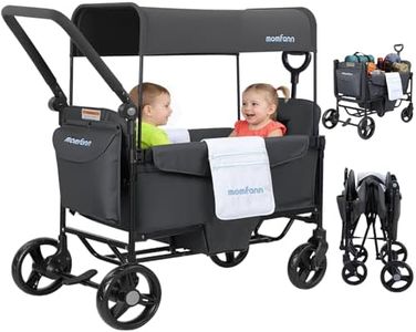 MOMFANN Stroller Wagon for 2 Kids, Baby Wagon Stroller with Adjustable Handle for Infants and Toddlers Includes Canopy & Organizer, Foldable and Convenient for Storage,