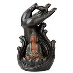 Noble Buddha Backflow Incense Burner, Handmade Large Cone Sticks Incense Holder Home Decor Ceramic Backflow Incense Holder with 10 pcs Incense Cones in Exquisite Present Box (B)