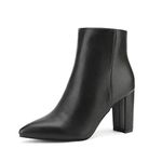 DREAM PAIRS Women's Pointed Toe Ankle Boots Chunky Heel Short Booties for Ladies,Size 10,Black/Pu,Sianna-1