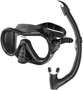 Seac Set Giglio, Set de Tuba avec Masque de plongée et Tuba Valve de Purge d'eau pour Adultes et Enfants, Noir
