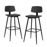 joolihome living Bar Stools Set of 2, Kitchen Bar Stools with Backrest and Footrest, Upholstered Tall Bar Chairs for Breakfast Bar, Counter, Kitchen and Home Barstools (black)