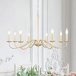 ADSENSTY Gold Chandelier 8-Light Modern Farmhouse Chandelier Lighting Fixtures Rustic Candle Hanging Chandelier for Living Room Foyer Hallway Bedroom Kitchen