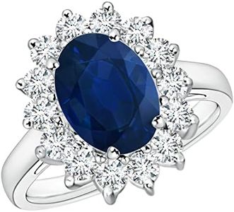 Princess Diana Inspired Blue Sapphire Engagement Ring with Diamond Halo