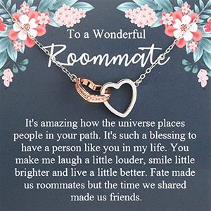 MYOSPARK Roommate Necklace Gift Message Card Jewelry Dorm Mate Gift College Graduation Gifts for Roommate, 1.18inch, Stainless Steel, stainless steel