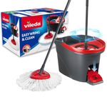 Vileda Easy Wring & Clean spin mop & bucket set with foot pedal | Vileda |3-Piece Handle 130 cm |Floor mop with spinning wringer | Turbo Refill 100% Microfibre mop head |