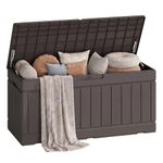GUNJI 80 Gallon Resin Deck Box - Ideal Indoor & Outdoor Storage Solution, Water-Repellent & UV-Protected for Cushions,Gardening Tools, Pool Accessories, & Cushions, Featuring Lockable Design(Brown)