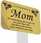 Eternally Yours Mom Memorial Grave Marker Plaque with Engraved Poetry for Mother “in Loving Memory of Mom”, Cemetery Ground Stake Sign Decoration, Gold Plaque, Clear Stake