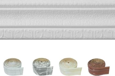 WAPANE 180" x 3.1" Peel Stick Foam Molding Baseboard Trim Self Adhesive, Crown Molding Wallpaper Border Flexible, 3D Wall Edging Lines Foam Wall Base Moulding Trim