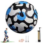 Youth Training Soccer Ball,with Inflation Pump,Mesh Bag and Ball Pin,Gift Idea for Teenage Boys and Girls (Generation Blue Dot)