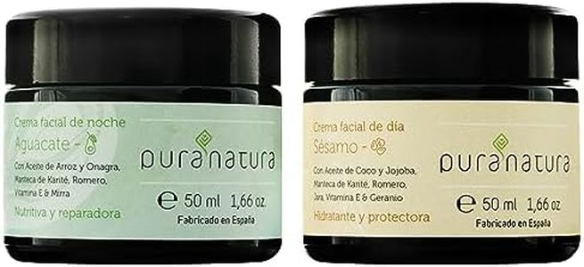 PURANATURA PACK 2 x 50 ml Tratamiento facial Crema Facial Día y Noche Nutritiva, Anti-Edad Crema orgánica Regeneradora Hidratante y Humectante Cremas faciales Veganas Ecológicas Naturales