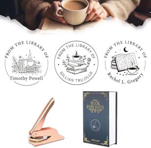Personalized Coffee Book Embosser – Custom Library Stamp with Cup Designs | Premium Brass Mold, Large Fonts, Clear Impressions, Ideal Gift for Cafes, Writers & Coffee Lovers