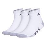 adidas Men's Cushioned 3-Pack Quarter Socks, White/Grey/Black, Large