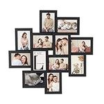 SONGMICS Picture Frame Collage for 12 Photos in 4x6, Picture Frames, Photo Frame Set, Glass, Assembly Required, Wall-Mounted, Family Photos, MDF, Ink Black RPF22BK