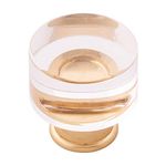 Hickory Hardware 1 Pack Solid Core Kitchen Cabinet Knobs, Luxury Cabinet and Dresser Knobs, Handle Pulls for Doors & Drawers, 1-1/4 Inch, Crysacrylic with Brushed Golden Brass, Midway Collection