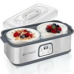 Ultimate Probiotic Yogurt Maker - Make Trillions of Live Probiotics with Adjustable Temperature & Time Control - Get Better Gut Health - Best Greek Yogurt Machine (With Two 1-Quart Yoghurt Containers)