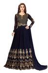 TRENDMALLS Women's Georgette Embroidery Anarkali Suit Set Stitched (UKTM.G42-Blue-XL)