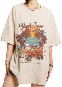kakarin choyx Casual Vintage Vacation Car Oversized Graphic Tees Aesthetic Fashion Cute Shirt Womens T Shirts Loose Fit S Apricot