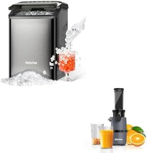 INOVIVA Nugget Ice Maker Countertop Bundle with Masticating Juicer