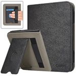 Caweet Case for Nook GlowLight 4 Plus 7.8" 2023 Release, Premium PU Leather Foldable Stand Protective Sleeve Cover with Card Slot and Hand Strap, Black