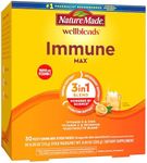 Nature Made Wellblends ImmuneMAX Fizzy Drink Mix, 2000 mg Vitamin C with Zinc 20 mg, Vitamin D3 1000 IU (25 mcg), plus Seven B Vitamins and Electrolyte Hydration Blend, 30 Stick Packs