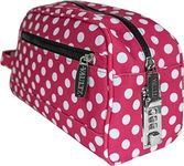 Vaultz Locking Nylon Travel Kit, 10 x 5.75 x 5 Inches, Pink/White Polka Dots (VZ03512)
