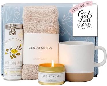 Unboxme Comforting Care Package for Women - Organic Self-Care Get Well Soon Gift Basket with Fluffy Socks, Lemon Ginger Tea Set, Sea Salt, Scented Candle - Ideal Post-Surgery, Mother's Day Gifts