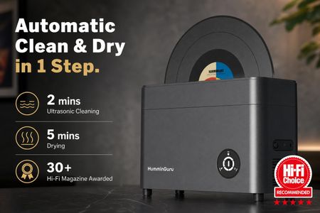 HumminGuru Ultrasonic Vinyl Record Cleaner – Deep Cleaning Machine