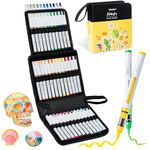 Ohuhu Acrylic Markers Set Brush Tip: 48 Colors Automatic Ink Control Acrylic Markers High Opacity Paint Pens Waterproof Lightfast for Rock Painting 3D Prints Easter Eggs Wood DIY Crafts - Kahuku