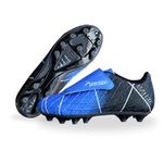 Precision Matrix Velcro Firm Ground Football Boots, Kids Laceless Secure Fit, Comfortable, Durable, Ideal for Junior Footballers, Blue, Size 3 UK