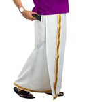 PRAKASAM COTTON Men's White Colour Jari Border Welcro Pocket Stitched dhoti/Size Hip -36 inches- Length- 42 inches