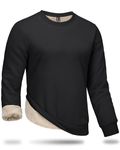 Boladeci Black Crew-Neck Sweatshirts for Men Sherpa Lined Heavy-Weight Long Sleeve Shirts Fleece Pullover Plain Winter Thick Thermal Warm Sweater