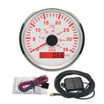 ELING Waterproof GPS Speedometer 0-35 MPH Speedo Gauge Kit for Marine Sailboat Snowmobile Gokart with Backlight 3-3/8'' (85mm) 12V 24V (LED Shows Course not Odometer)