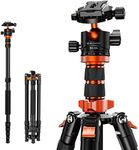 K&F Concept 78 inch/198cm Camera Tripod,Travel Tripod 3 Sections Central Axis with 32mm Metal Ball Head Load Capacity 26.4 lbs/12KG for DSLR Cameras Indoor Outdoor Use