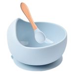 OLWICK® Silicone Suction Bowl & Spoon Set for Toddler & Baby | Unbreakable Feeding Bowls | Non-Slip Design | Microwave & Dishwasher Safe, Pack of 1, Sky Blue