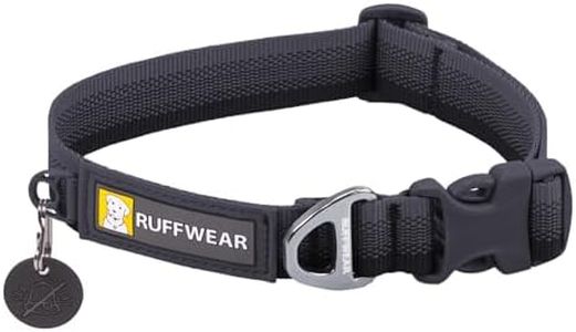 Ruffwear Front Range-Halsband, Hundehalsband mit V-Ring, längenverstellbares Haustier-Hundehalsband, bequemer weicher Stoff, Haustierhalsband mit Hundeleinen-Befestigungsring, Basalt Gray 14"-20"