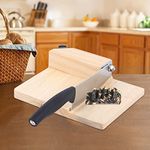 Biltong Cutter Manual Jerky Meat Slicer Sausage Cutting Board Bread Slicer Household Wood Interface Stainless Steel Kitchen Cutter for Vegetables Fruits Food