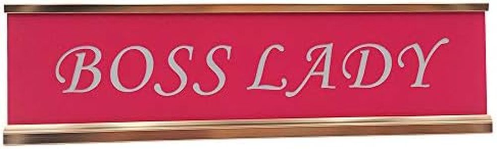 Boss Lady - Funny Desk Plate Gag Boss (Pink, 2" 8")