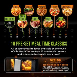 Tower Vortx Vizion 9L Dual Air Fryer – Large Capacity, Black