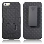 for Apple iPhone SE 2016 (1-st Gen) / 5 / 5s [NOT for SE2] Case with Belt Clip Holster, Kickstand Slim Cover Phone Case for iPhone 5/5s/SE - Black