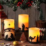 Spiareal 3 Set Nativity Scene Candles Christmas Nativity Flameless Candles Battery Operated LED Candles Pillar Religion Candle Candles for Christmas Holiday Table Fireplace Windowsill Indoor Decor