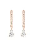 MINUTIAE Stylish Hoop Earring With Solitaire Crystal Diamond Fashion Jewellery For Women and Girls (Rose Gold)