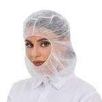 ZMDREAM Full Face Hair Net Beard Cover Combo Disposable Hood Caps White 100 & 1000, White Pack of 100, 100 count