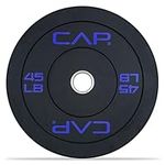 CAP Barbell Budget Olympic Bumper Plate with Blue Logo, Black, 45 lb Single