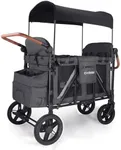 Cochildor 4 Seater Wagon Stroller, Foldable Stroller Wagon for 4 Kids, with Canopy, 5 Point Harness, Adjustable Handlebars, and Reflector Strips, Dark Grey