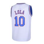 Ropus Men's Basketball Jersey #10 LOLA Space Movie Shirts (White, Small)