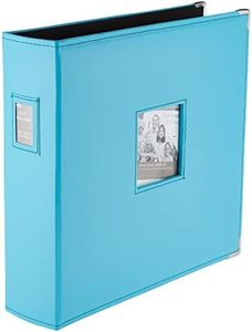 XL 12x12 Sewn Leatherette Frame 3-Ring Binder Scrapbook, Bright Blue