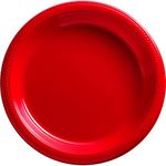 Amscan 630732.40 Disposable Apple Big Pack Plastic Plates Party Supply, 10 1/4", 50ct, Red