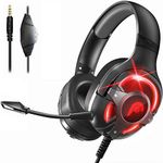 Fosmon Gaming Headset with Detachable Microphone, (50mm NdFeb Magnetic Driver) Strong Bass Over Ear Headphone with Ergonomic Headband Compatible with Xbox PS5 Nintendo Switch PC Laptop Desktop Mac