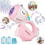 deAO Bubble Machine, Bubble Gun with Lights Music, Portable Automatic Bubble Maker Toys for Kids Toddlers Boys Girls, 2 Bottles of Bubble Solution, Outdoor Indoor Garden Wedding Party (Animal, Pink)