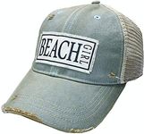 VINTAGE LIFE Baseball Cap for Women Funny Trucker Hat Cute Distressed Ball Caps (Beach Girl, Sky Blue)